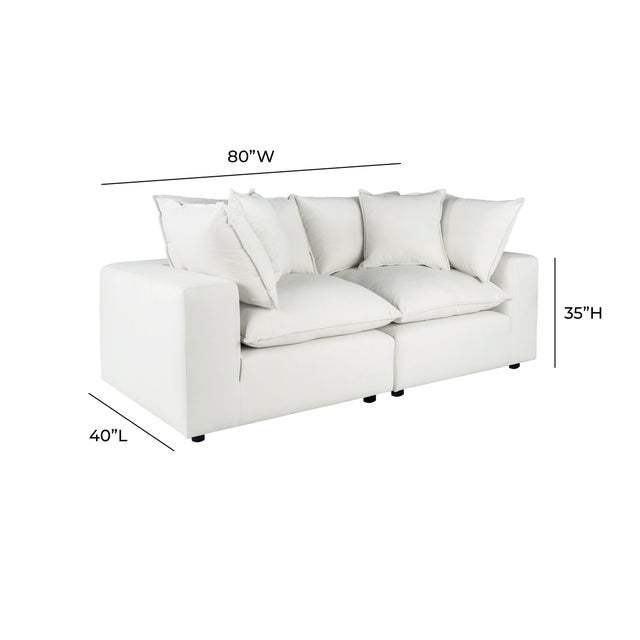 Wood Cali Pearl Performance Fabric Modular Loveseat For Sale - Image 7 of 8