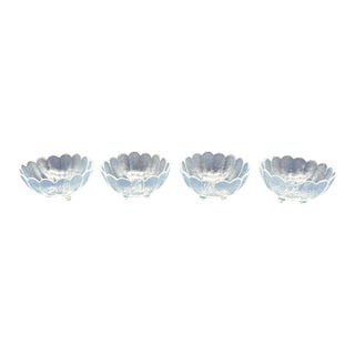 Vintage Opalescent Scalloped Footed Bowls- Set of 4 For Sale