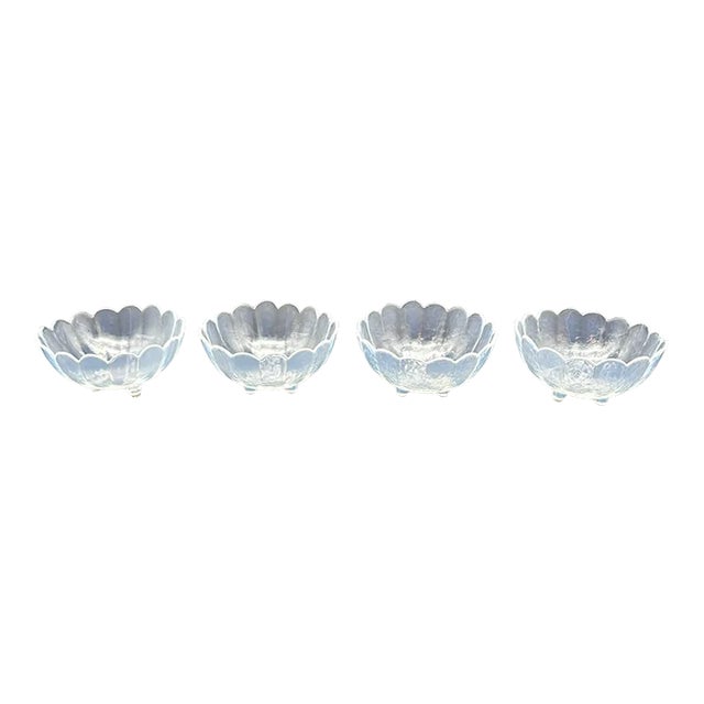 Vintage Opalescent Scalloped Footed Bowls- Set of 4 For Sale