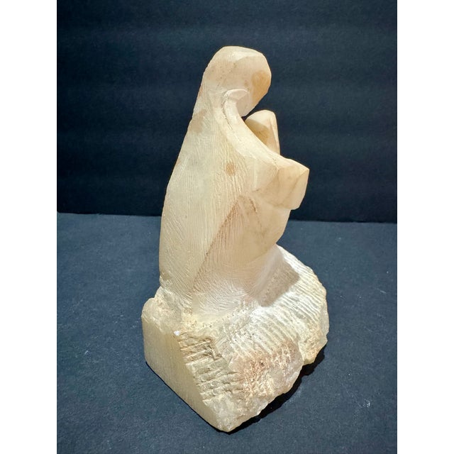 Abstract 1960s Larry Mohr Carved Alabaster Sculpture Signed From Artist Estate For Sale - Image 3 of 8