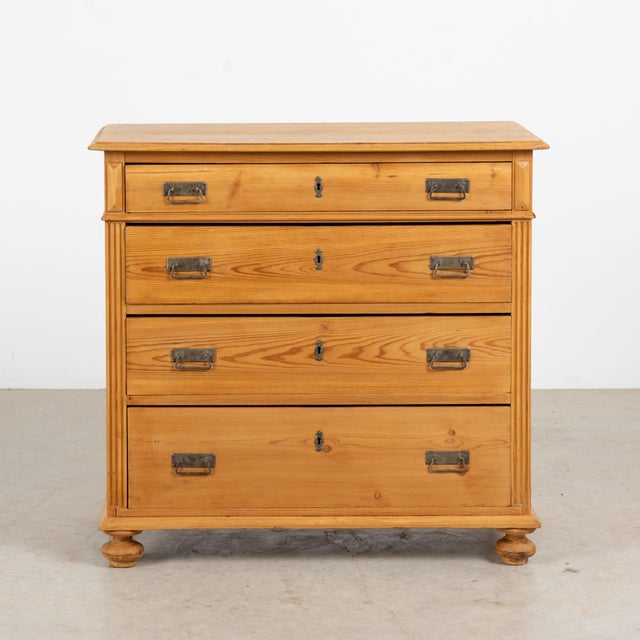 Farmhouse 19th Century Danish Waxed Pine Chest of Four Drawers For Sale - Image 3 of 15
