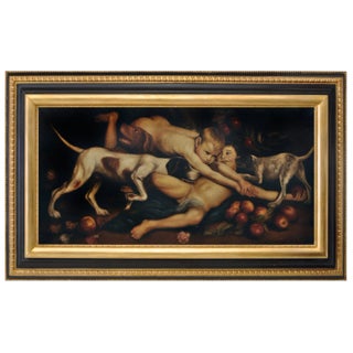 Giulio Di Sotto, Cherubim Playing, Italian School, 2004, Oil on Canvas, Framed For Sale