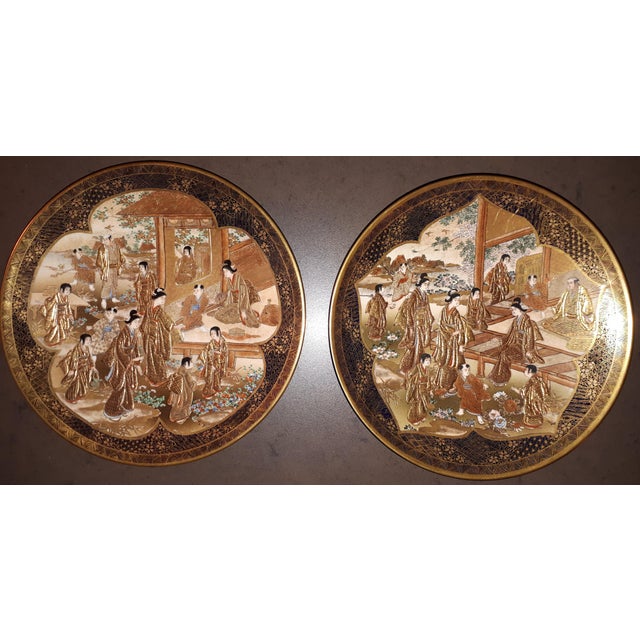 Meiji Satsuma Earthenware Dishes, Japan, 1890s, Set of 2 For Sale - Image 9 of 9