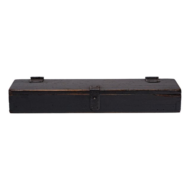 Chinese Black Lacquer Scholar's Box, C. 1850 For Sale