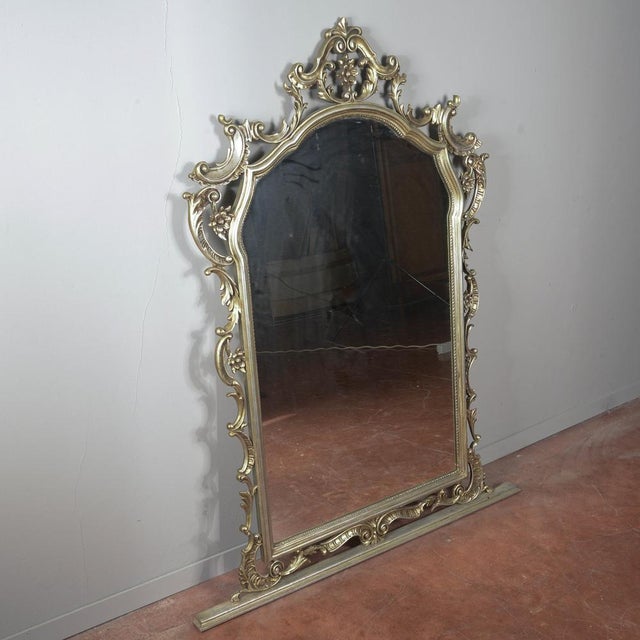 Large Vintage Italian Silver Carved Mirror in Neoclassical Style, 1960s For Sale - Image 10 of 18