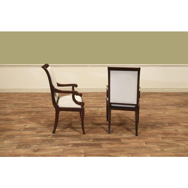Set of 10 Solid Mahogany Dining Room Chairs With Crypton Performance Fabric For Sale In New York - Image 6 of 16