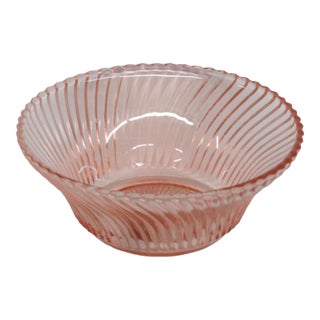 Federal Glass Pink Depression Era Cereal Bowl Diana Swirl Optic Pattern 4942b For Sale
