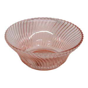 Federal Glass Pink Depression Era Cereal Bowl Diana Swirl Optic Pattern 4942b
