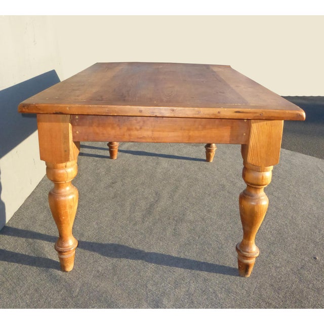 Vintage Farmhouse Butcher Block Rustic Teak Top Dining ...