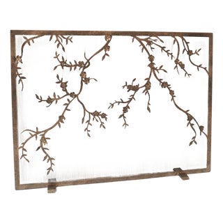 Tobacco Plum Blossom Fireplace Screen Iron For Sale