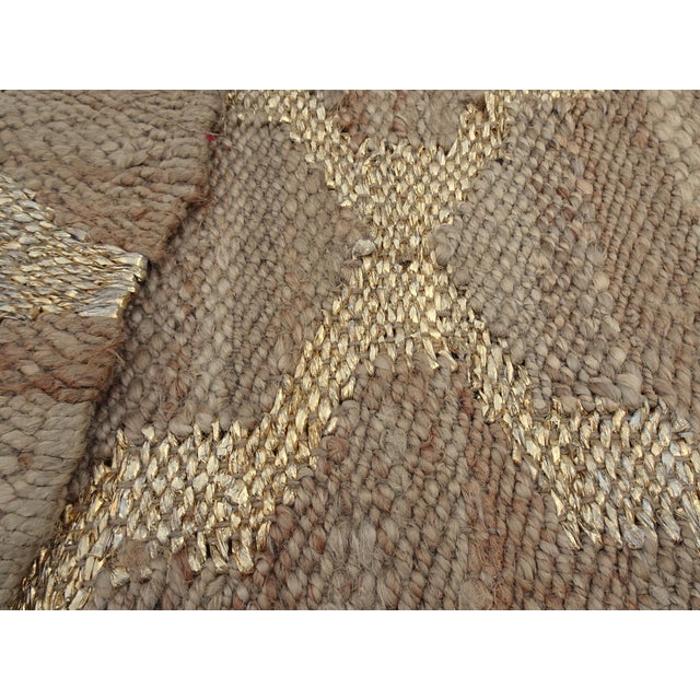Hand Knotted Jute and Gold Foiled Papercord Rug, 1980s For Sale - Image 9 of 15