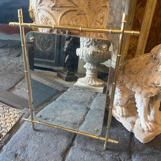 Brass 1960s Mid-Century Modern Bamboo-Shaped Brass Italian Wall Mirror For Sale - Image 8 of 15