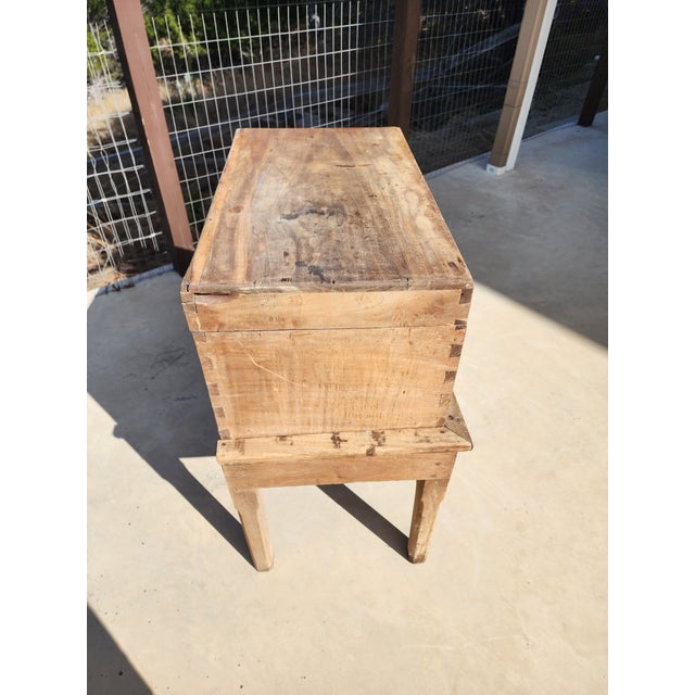 Rustic mid 20th Century trunk or chest on stand possibly made with antique elements. The trunk alone measures 29"w 14.5"H...