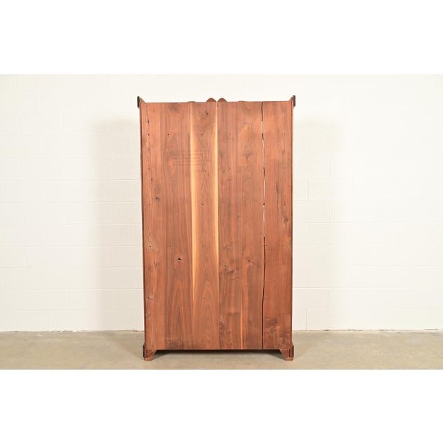 English Country Farmhouse Carved Walnut Bookcase Cabinet, 1970s For Sale - Image 11 of 13