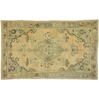 Vintage Turkish Oushak Rug - 5'4" X 8'7" For Sale