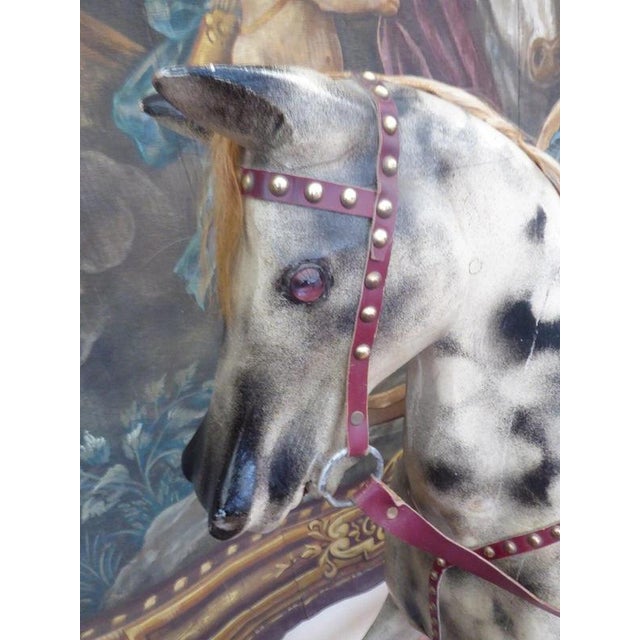 Large English Dapple Grey Rocking Horse, 1940 For Sale - Image 9 of 18