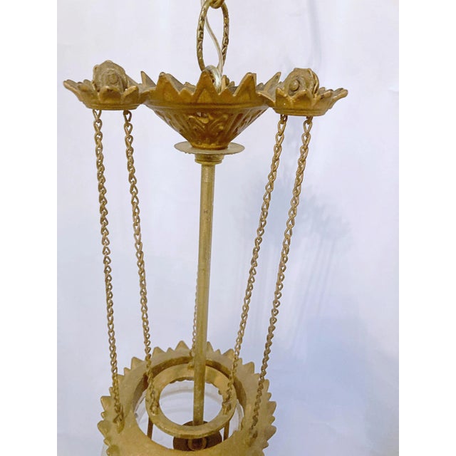 Vintage Late 19th Century Brass Lantern With Glass Shade For Sale - Image 9 of 13