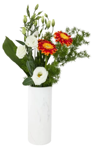 Cylindrical White Carrara Marble Vase