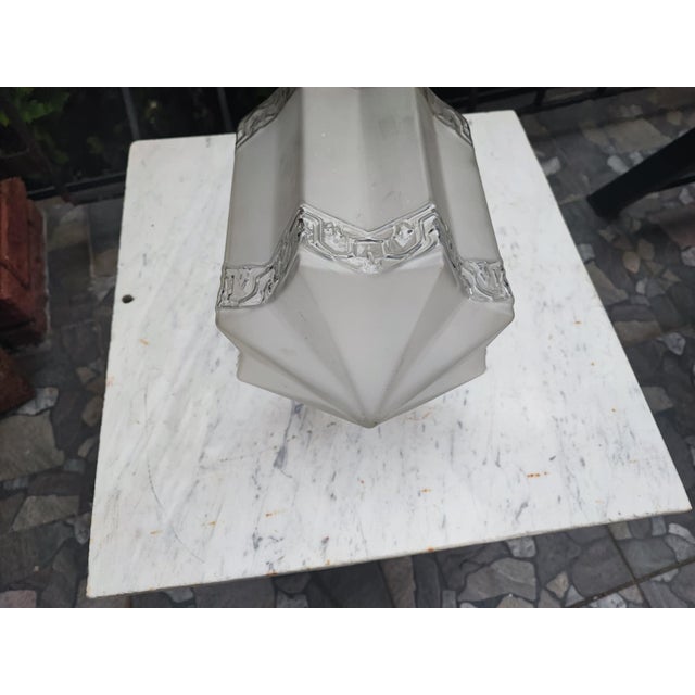 Art deco, brass ceiling lamp, dimensions: height 32 cm, diameter 17 cm, ceiling lining diameter 11 European Plug (up to...