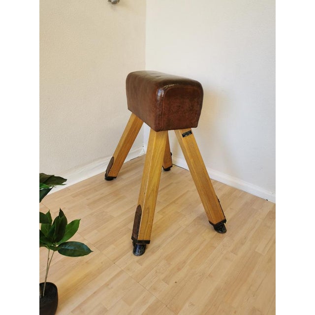 Brown Vintage Leather Gym Pommel Horse, 1960s For Sale - Image 8 of 18