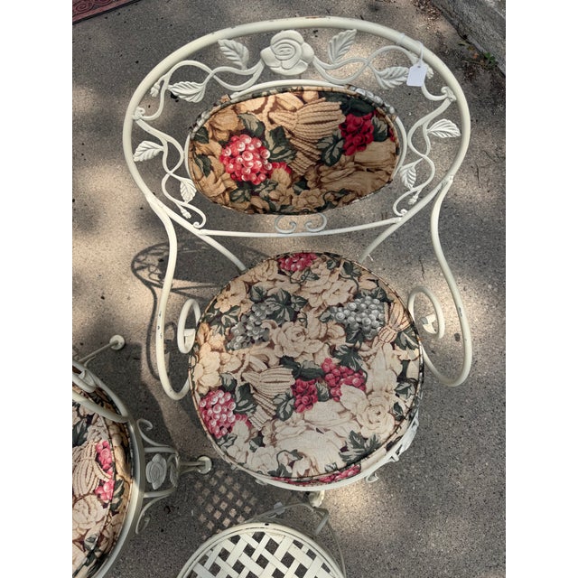 Woodard Chantilly Rose 1960s Wrought Iron Patio Set, 3 Pieces For Sale In Minneapolis - Image 6 of 12