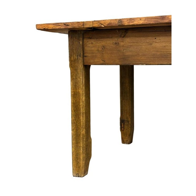 Rustic Late 19th Century Rustic Table in Fir and Chestnut with Drawer For Sale - Image 3 of 5