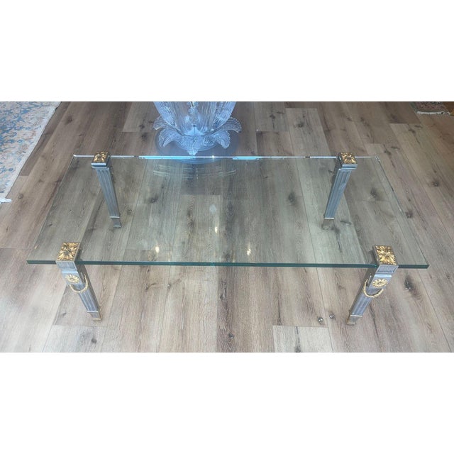 French P.E. Guerin Louis XVI Style Bronze Garland Coffee Table. u.s.a Late 20th Century For Sale - Image 3 of 14