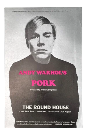 1971 Original Flyer for Andy Warhol’s Pork at the Round House in London