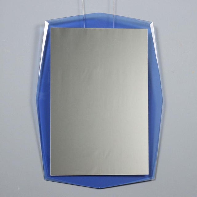 Vintage Rectangular Mirror with Blue Glass Frame, 1960s For Sale - Image 11 of 11