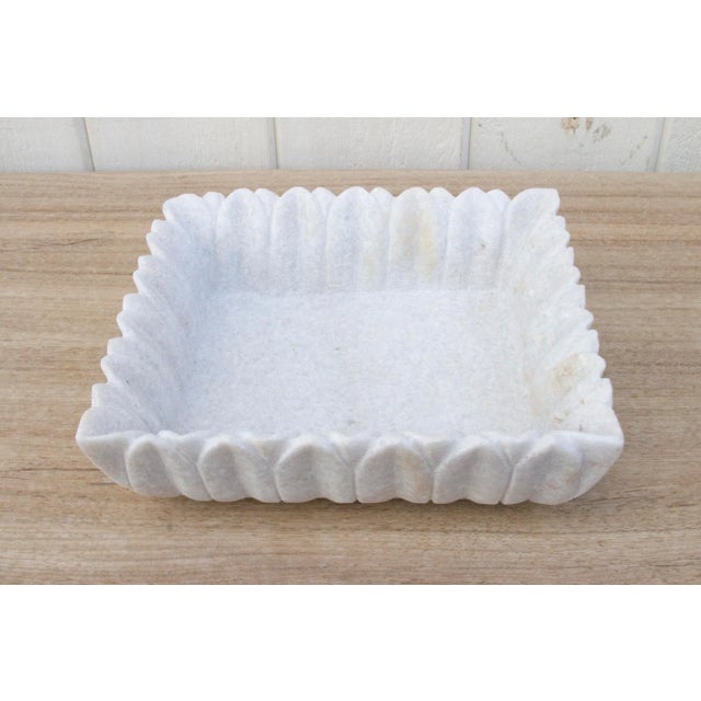 Rectangular Carved Marble Vase For Sale - Image 4 of 9