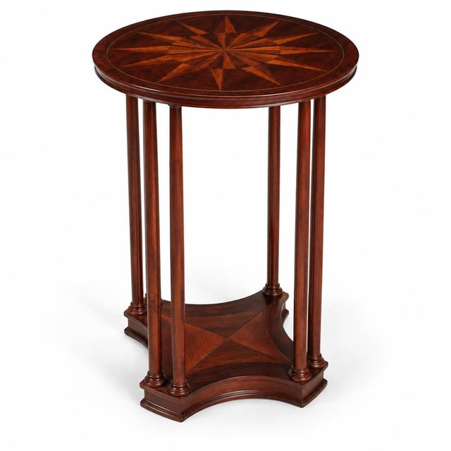 This is a pair of early English regency Inlaid mahogany side tables with starburst marquetry. The estimated age is from...