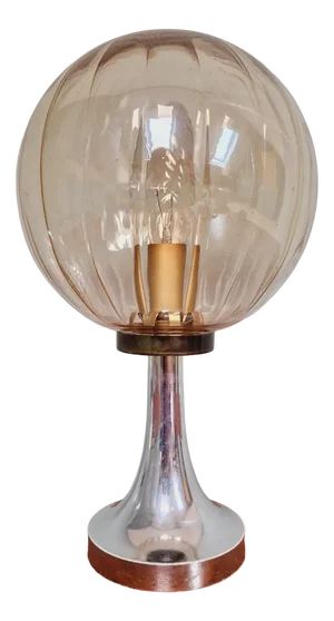 Space Age Table Lamp in Amber Glass, 1970s