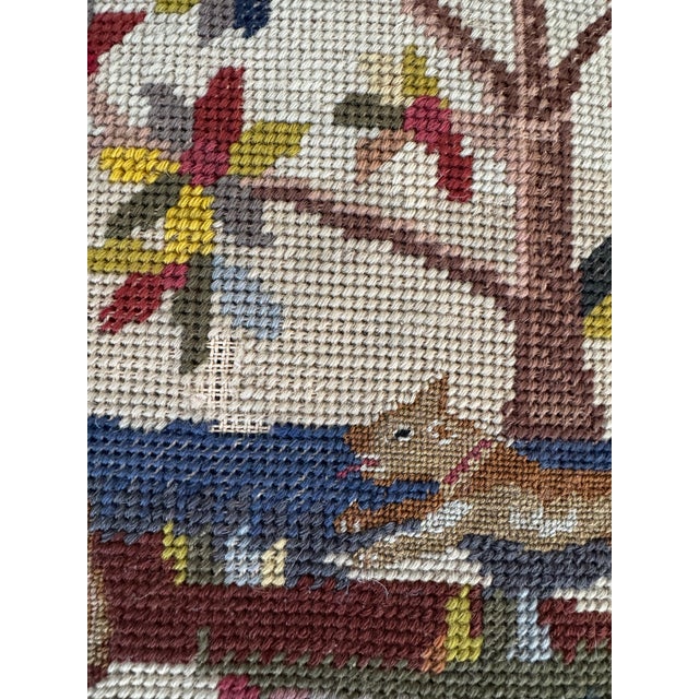 Large Antique 19thc English Needlepoint Scenic Tapestry Cushion Pillow For Sale - Image 4 of 4