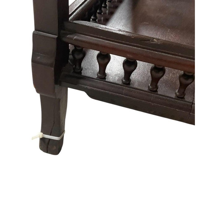 Vintage Mahogany Drop-Front Secretary Desk With Carved Gallery & Lower Shelf For Sale - Image 10 of 10