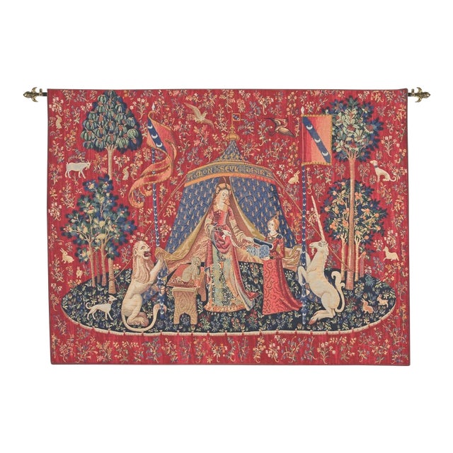 Lady With the Unicorn - Tent Loom Woven Tapestry - 122 X 165 Cm (4'0" X 5'5") - Requires Rod Size 4 For Sale