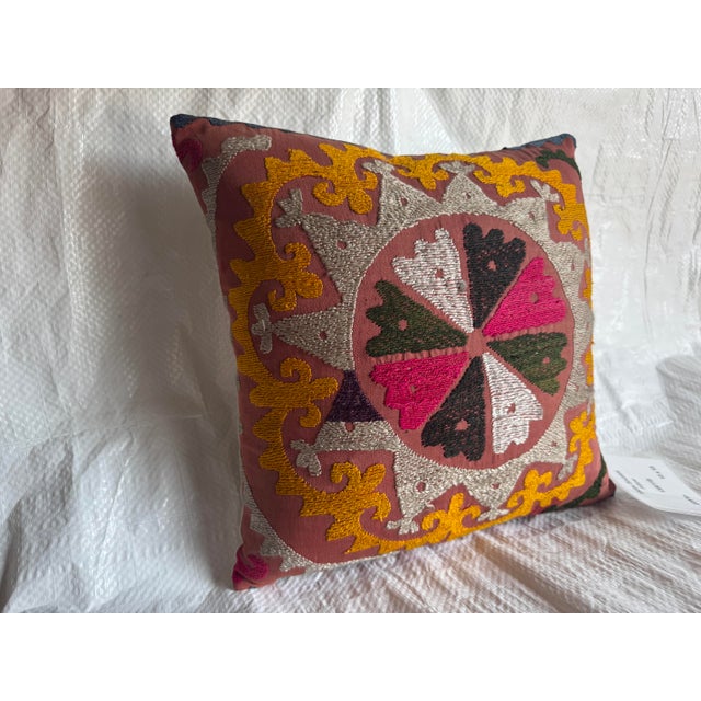 Traditional 1900s Suzani Pillow For Sale - Image 3 of 3