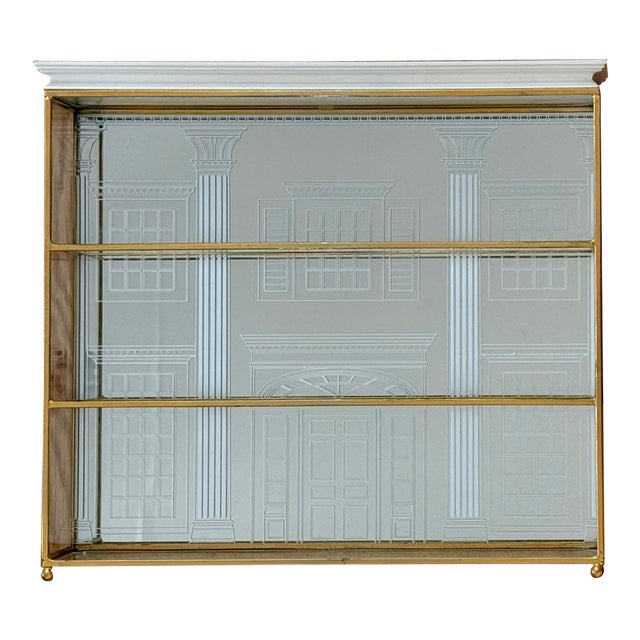 Vintage Franklin Mint Gold and Mirrored Wall Curio Display Shelf For Sale