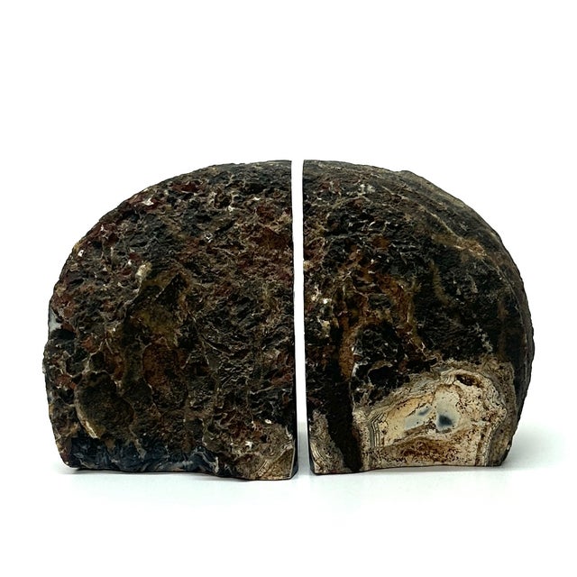 Blue Natural Blue-Grey Polished Agate Bookends - A Pair For Sale - Image 8 of 9