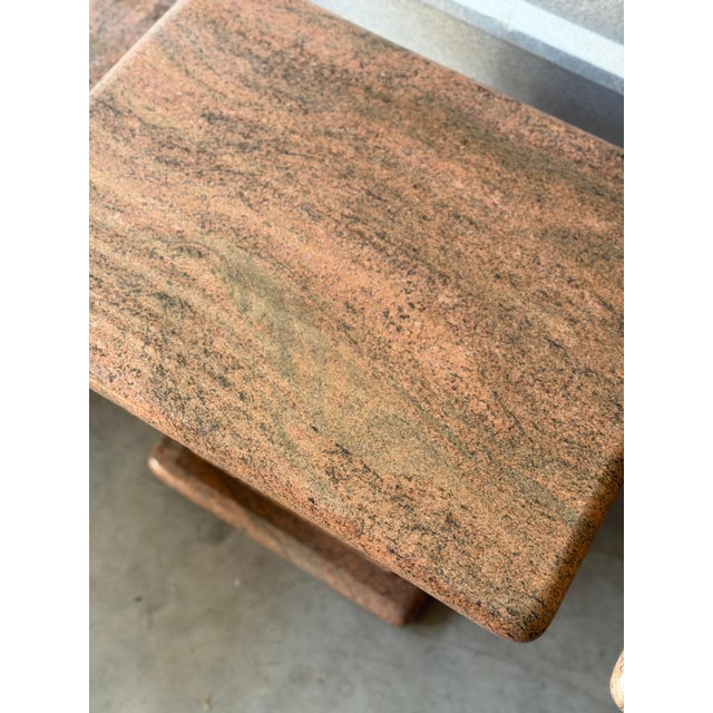 Rose Pair of 1980s Postmodern Rose Granite Side Tables For Sale - Image 8 of 10