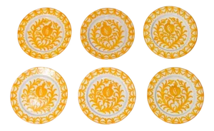 Glazed Plates with Plant Motifs, Set of 6