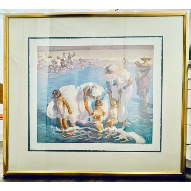 Wood 1980s John Asaro "Beach at Del Mar" Custom Frame, Signed & Numbered Hc 8 of 25 Serigraph For Sale - Image 7 of 8