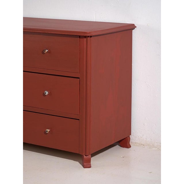 Wood Antique Terracotta Red Chest of Drawers, 1920s For Sale - Image 7 of 9