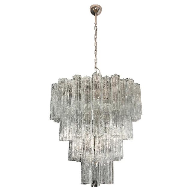 Italian Chandelier in Transparent Murano Glass, 1990, Set of 2 For Sale - Image 12 of 17