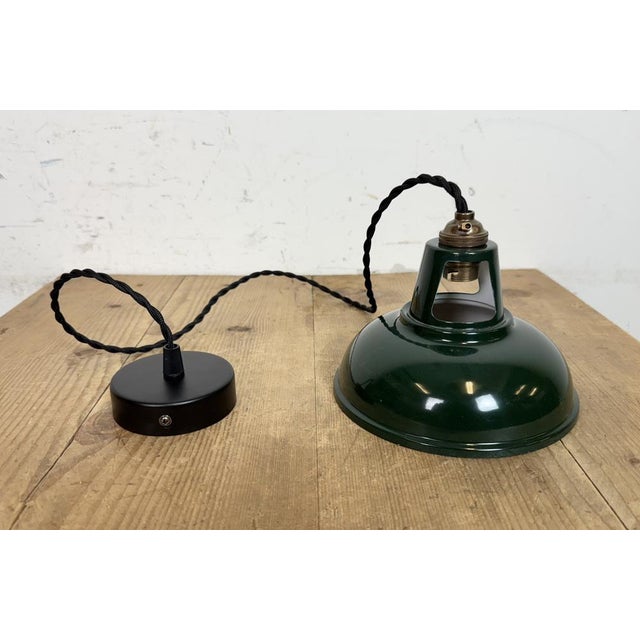 Vintage Industrial Green Painted Ceiling Lamp For Sale - Image 16 of 17