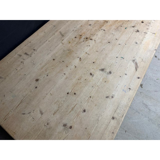 Brown Large Vintage Farmhouse Dining Table in Pine, 1940 For Sale - Image 8 of 15