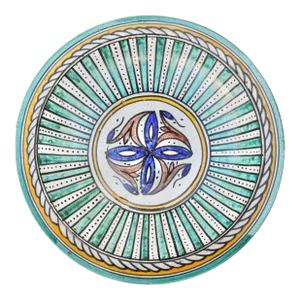 Late 19th Century Large Orange & Turquoise Moorish-Patterned Ceramic Wall Plate