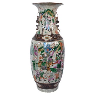 Large Canton Crackled Porcelain Baluster Vase, China, 19th Century For Sale