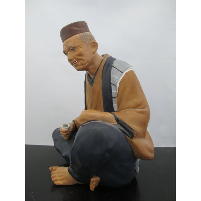 Japanese Hakata Urasaki Ceramic Doll Figurine of Man Drinking Tea For Sale In Portland, OR - Image 6 of 9