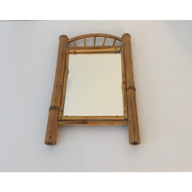 Coastal Vintage 1970’s Bamboo Wall Mirror For Sale - Image 3 of 5