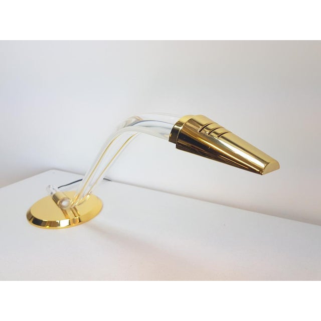 Vintage brass acrylic glass grupo mci serpent lamp 1970s lucite neo deco cobra high low desk lamp from the 70s this...